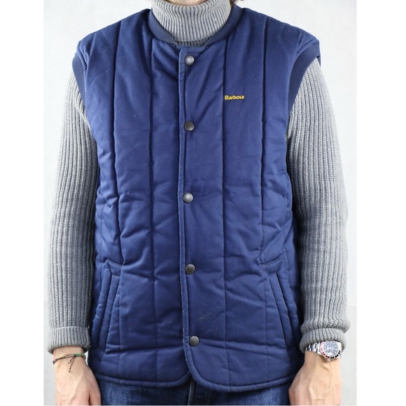 Barbour Men’s Quilted Vest Trekker Waistcoat Padded Country Gilet Navy Size S - Picture 1 of 16